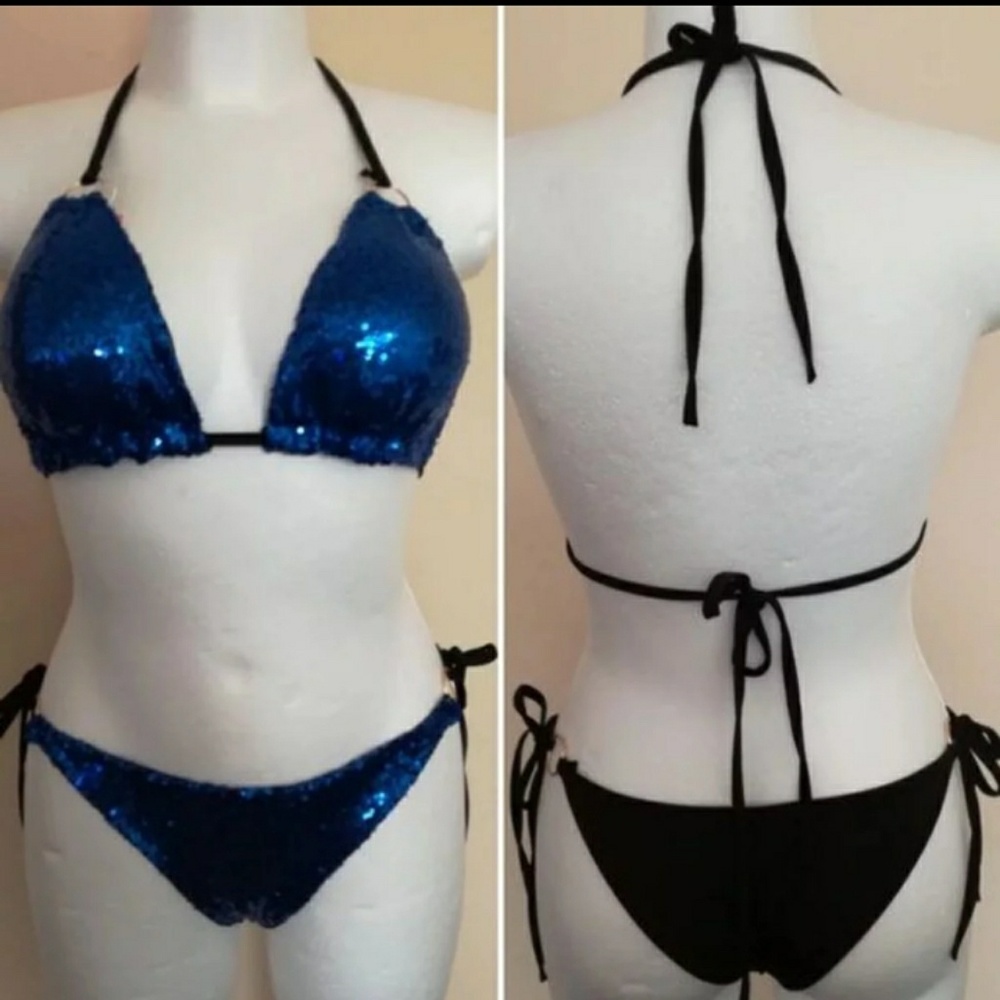 Blue Sequin 2pc bikini